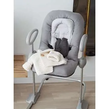 BEABA Up and Down Portable Baby Rocker, 4 Height Levels and 3 Reclining Positions with One Click, Rocking Chair for Baby, Baby Seats for 0-3 Months, Grey