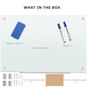 Durable Glass Magnetic Dry Erase Board - 3'x2' Frameless