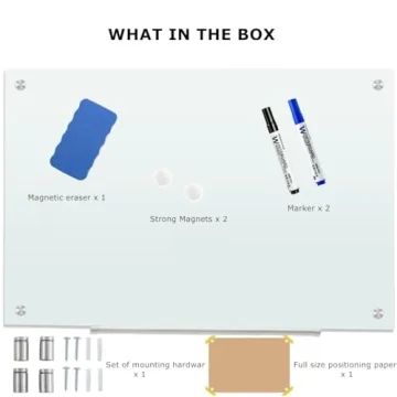 Durable Glass Magnetic Dry Erase Board - 3'x2' Frameless