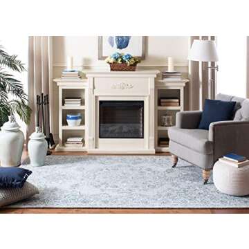 SAFAVIEH Micro-Loop Collection Area Rug - 5' x 8', Light Blue & Ivory, Handmade Shabby Chic Wool, Ideal for High Traffic Areas in Living Room, Bedroom (MLP504M)