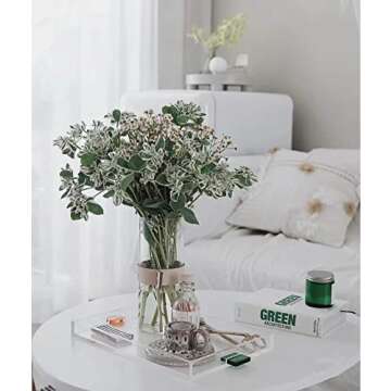 Clear Sturdy Acrylic Serving Tray 13" x 9" inch- Modern Vanity Tray and Decorative Tray for Ottoman, Coffee Table, Kitchen and Bathroom (Clear Green Orange)