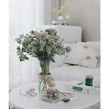 Clear Sturdy Acrylic Serving Tray 13" x 9" inch- Modern Vanity Tray and Decorative Tray for Ottoman, Coffee Table, Kitchen and Bathroom (Clear Green Orange)