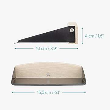 Navaris Small Dustpan and Brush Set - Wooden Mini Dust Pan Brush for Sweeping Table Tabletop - Compact Horsehair Brush for Sweeping Countertop - Black