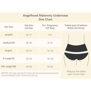 Angelhood 6 Pack Womens Cotton Maternity Underwear,Healthy Maternity Pregnancy Panties Postpartum Mother Under Bump Underwear Small