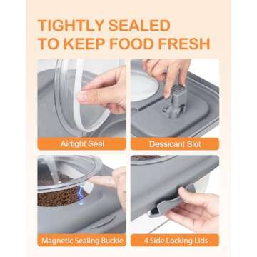 DDMOMMY 15-23 Lbs Dog Food Storage Container, Collapsible Dog Food Container with Airtight Lid, Wheels, Handle, Large Cat Food Storage Container with Scoop, Dog Bowl for Dog Cat