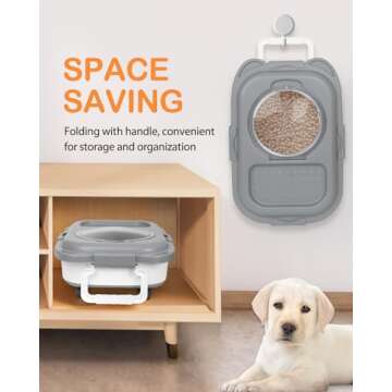 DDMOMMY 15-23 Lbs Dog Food Storage Container, Collapsible Dog Food Container with Airtight Lid, Wheels, Handle, Large Cat Food Storage Container with Scoop, Dog Bowl for Dog Cat