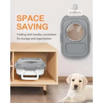 DDMOMMY 15-23 Lbs Dog Food Storage Container, Collapsible Dog Food Container with Airtight Lid, Wheels, Handle, Large Cat Food Storage Container with Scoop, Dog Bowl for Dog Cat