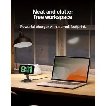 Belkin Convertible Magnetic Charging Stand 15W - MagSafe-Compatible Fast Qi2 Charger, iPhone Charger for Apple iPhone 16, 16 Plus, 16 Pro, 16 Pro Max, iPhone 15 & 14, Apple Airpods Pro, & More - Black