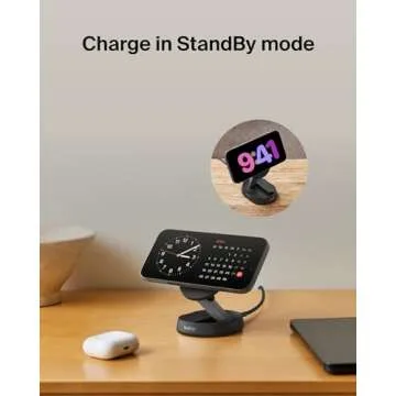Belkin Convertible Magnetic Charging Stand 15W - MagSafe-Compatible Fast Qi2 Charger, iPhone Charger for Apple iPhone 16, 16 Plus, 16 Pro, 16 Pro Max, iPhone 15 & 14, Apple Airpods Pro, & More - Black