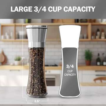 HOME EC Original Stainless Steel Salt or Pepper Grinder 1pk - Adjustable Ceramic Sea Salt Grinder or...