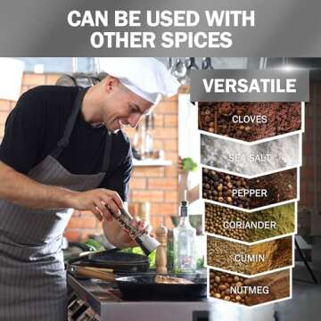 HOME EC Original Stainless Steel Salt or Pepper Grinder 1pk - Adjustable Ceramic Sea Salt Grinder or Pepper Grinder - Tall Glass Salt or Pepper Shakers Pepper Mill or Salt Mill w/EBook