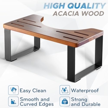 BLUEWEST Acacia Wood Poop Stool for Bathroom Comfort
