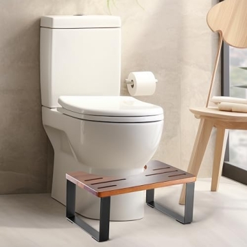 BLUEWEST Acacia Wood Poop Stool for Bathroom Comfort