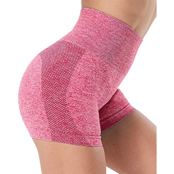 NORMOV Seamless Workout Shorts for Women, High Waist Tummy Control Yoga Shorts