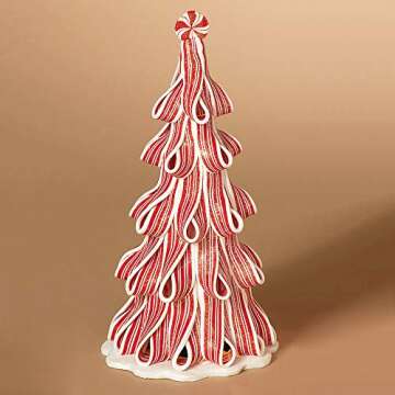 Gerson Peppermint Candy Christmas Trees with Light! (10")