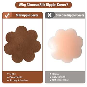 Auteek Boob Tape, Sweat Resistant Breast Lift Tape, Boobtape for All Breasts A-DD, Instant Push Up Fashion Tape Kinesiology Tape Body Tape, with 10 pcs Satin Petals Breast Cover Brown…