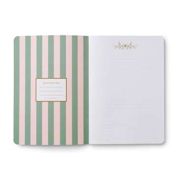 RIFLE PAPER CO. Marguerite Stitched Notebook Set, 8.5" L x 6" W, Set Of 3 Notebooks, 64 Ruled Pages With Gold Ink, Canvas Paper Cover With White Text Paper Interior