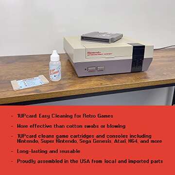 1UPcard Video Game Cartridge Cleaning Kit - Multi-Size Kit with Fluid