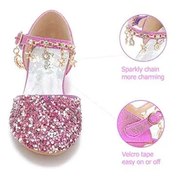 Furdeour Girls Sandals Heels Flower Wedding Party Little Kid Princess for Toddler High Heel Size 12(2902Purple 12)