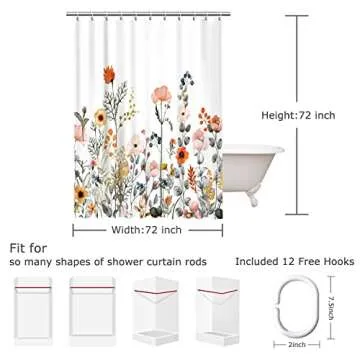 LIVILAN Floral Shower Curtains for Stylish Bathrooms