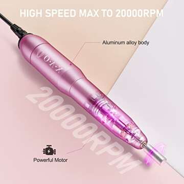 Portable Electric Nail Drill File Machine with Acrylic Nail Kit Set Professional 20000rpm Manicure P...