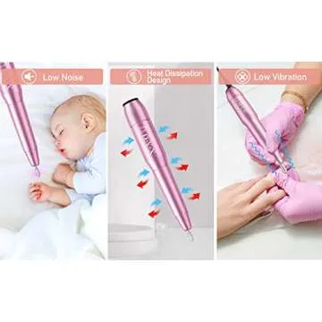 Portable Electric Nail Drill File Machine with Acrylic Nail Kit Set Professional 20000rpm Manicure Pedicure with Sanding Bands Brush for Nail Art Gel Nail Polish Tips Clippers