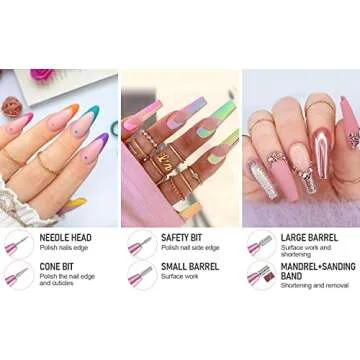 Portable Electric Nail Drill File Machine with Acrylic Nail Kit Set Professional 20000rpm Manicure Pedicure with Sanding Bands Brush for Nail Art Gel Nail Polish Tips Clippers