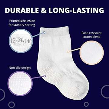 LA ACTIVE Kids Anti-Slip Grip Ankle Socks for Boys Girls
