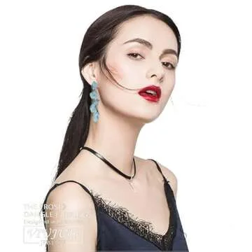 VIUJUH Long Rose Petal Dangle Earrings - Fashion Boho Acrylic Flower Earrings - Large Statement Resi...