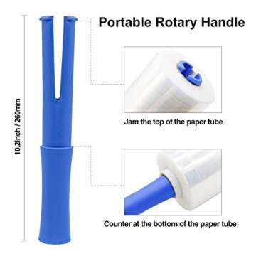 BOMEI PACK Clear Industrial Stretch Wrap Film 5" x 1000ft 2 Pack with Handle, 5" x 1000ft for Moving Supplies, Plastic Wrap for Packing, Heavy Duty Stretch Film