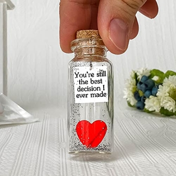 Anniversary Present for Her & Him, Valentines Day Romantic Gift to Boyfriend Girlfriend, Message I Love You Gifts Wife Husband (Heart - You're Still the Best Decision I Ever Made, Gift Bottle)