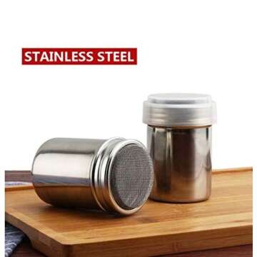 DNHCLL Stainless Steel Fine Mesh Shaker Cinnamon Icing Sugar Powder Cocoa Flour Chocolate Coffee Sif...