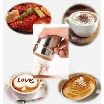 DNHCLL Stainless Steel Fine Mesh Shaker Cinnamon Icing Sugar Powder Cocoa Flour Chocolate Coffee Sifter,Powder Sugar Shaker with Lid for Kitchen Baking Cooking