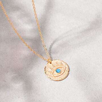 MEVECCO Gold Dainty Layered Evil Eye Necklace,18K Gold Plated Cute Delicate Tiny White Cubic Zirconia Solitire Bead Chain Necklace,Layer Minimalist Necklace for Women