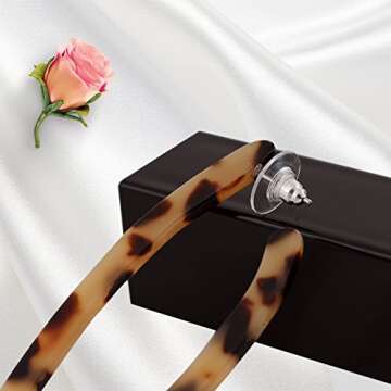 CEALXHENY Women’s Mottled Hoop Earrings Bohemia Acrylic Resin Hoops Stud Earrings