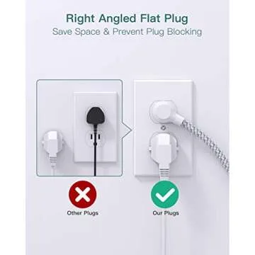 Power Strip with USB, Addtam ETL Certificate Flat Plug Extension Cord with 3 USB Ports, 3 Widely Spaced Outlets, 5 Feet Braided Cord, Desktop Small Travel Power Strip for Cruise Ship, Home, Office