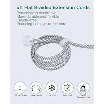 Power Strip with USB, Addtam ETL Certificate Flat Plug Extension Cord with 3 USB Ports, 3 Widely Spaced Outlets, 5 Feet Braided Cord, Desktop Small Travel Power Strip for Cruise Ship, Home, Office