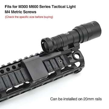 NOBUHIRO Extension Metal Offset Light Mount, M300 M600 Series Tactical Flashlight Weapon Light Mount, Fit for 20mm Picatinny Rail or Fast Helmet Fixture