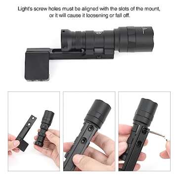 NOBUHIRO Extension Metal Offset Light Mount, M300 M600 Series Tactical Flashlight Weapon Light Mount, Fit for 20mm Picatinny Rail or Fast Helmet Fixture