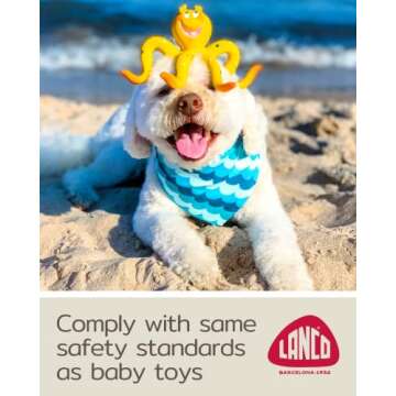 Octopus Squeaky Dog Toy Natural Rubber (Latex) Lead-Free Chemical-Free Handpainted Soft Squeaky Pupp...