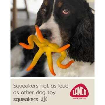 Natural Rubber Dog Toy | Safe & Soft Squeaky Octopus for Puppies