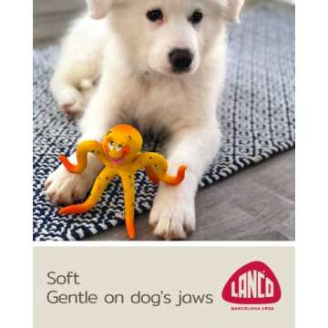 Natural Rubber Dog Toy | Safe & Soft Squeaky Octopus for Puppies