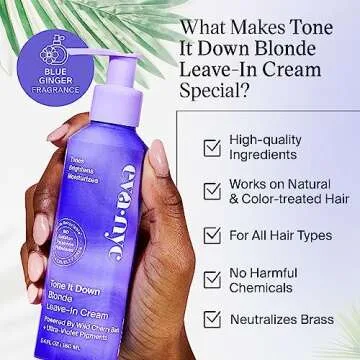 EVANYC Leave-In Hair Cream for Blonde Hair, 5.4 Fl Oz - Leave In Conditioner Helps Eliminate Brassy Yellow Tones, No-Rinse Toner
