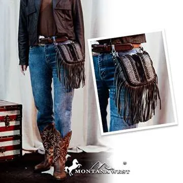 Montana West Fringe Purse Western Purses for Women Crossbody Bag Small Leather Cowhide Women Crossbody Handbags Black