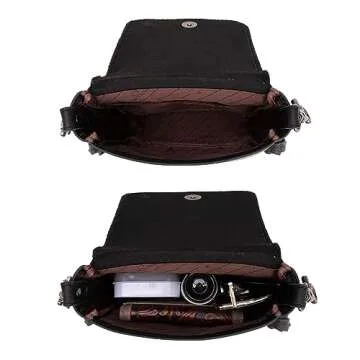 Montana West Fringe Purse Western Purses for Women Crossbody Bag Small Leather Cowhide Women Crossbody Handbags Black