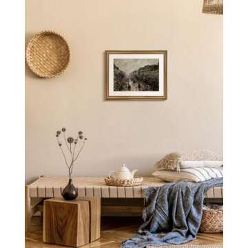 VIYYIEA Gold Framed Wall Art Canvas Print Home Decor for Living Room Classical Cityscape Artwork Wal...