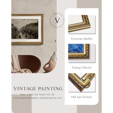 VIYYIEA Gold Framed Wall Art Canvas Print Home Decor for Living Room Classical Cityscape Artwork Wall Decorations Vintage Canvas Prints Parisian Street Bathroom Farmhouse Wall Pictures Office 16x20in