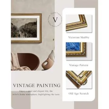 VIYYIEA Gold Framed Wall Art Canvas Print Home Decor for Living Room Classical Cityscape Artwork Wall Decorations Vintage Canvas Prints Parisian Street Bathroom Farmhouse Wall Pictures Office 16x20in