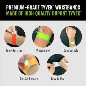 500 WristCo Tyvek Wristbands for Events – 500 Count, 5-Color Variety Pack – Tamper-Proof Design Prevents Reuse – Premium-Grade Bracelets for Hospital & Medical ID, Party, VIP Identification