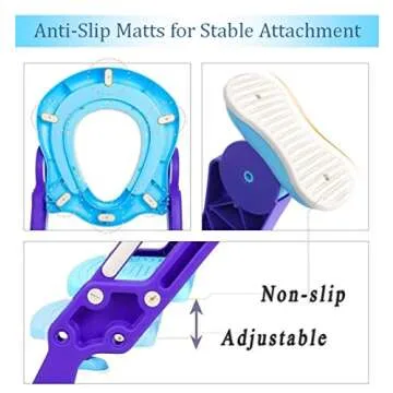 Potty Training Toilet Seat with Step Stool Ladder for Kids Children Baby Toddler Toilet Training Seat Chair with Soft Cushion Sturdy and Non-Slip Wide Steps for Girls and Boys (Blue Purple)